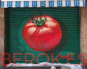 graffiti persiana barcelona Encants tomate